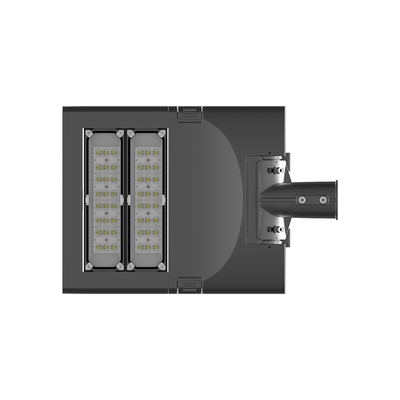 Lampione stradale a led in alluminio per aree pubbliche 2 moduli lente grigio nero